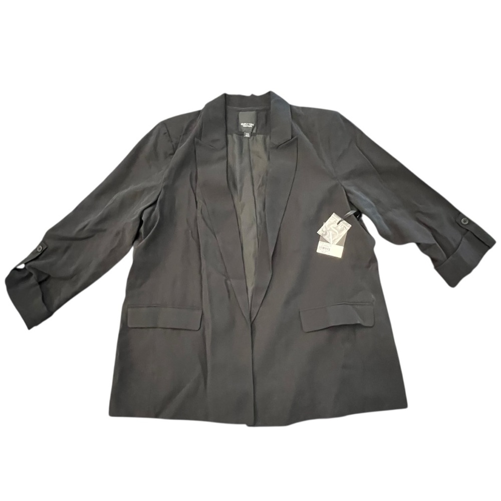 Simply Vera Vera Wang Women's Black Roll-Tab Relaxed Easy Blazer NEW $68 XXL - Picture 2 of 15